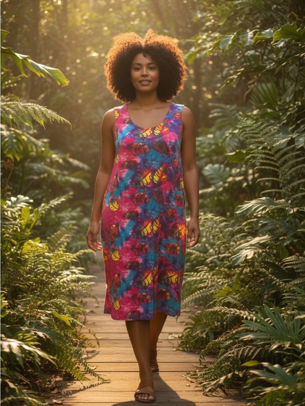 Ingear Pink and Light Blue Tropical Print Top